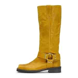 Amazon.com | FIFSY Banana Yellow Knee High Boots for Women